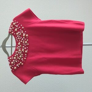 Anthropologie Moth Brienne Embellished Crimson Red Knit Top